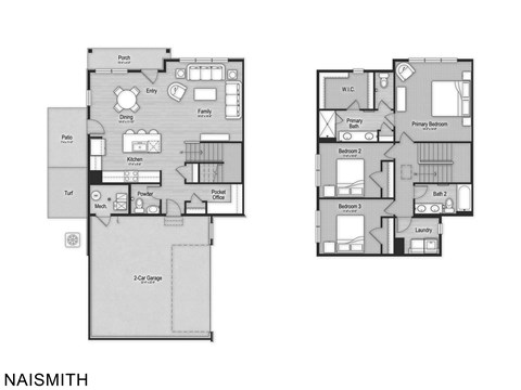 Floor plan for 3 beds, 2.5 baths, 1722 sqft